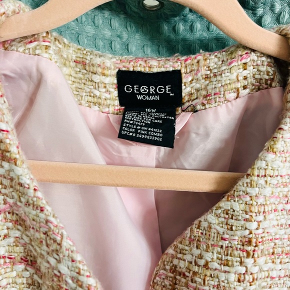 Vintage Pink Tweed George Women Jacket 16W - Picture 5 of 6